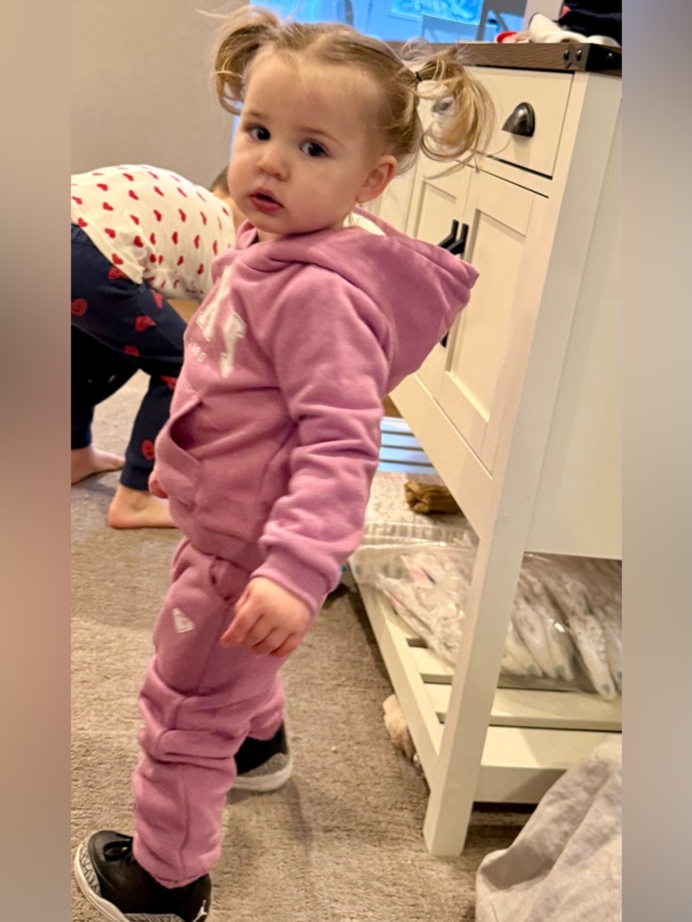 Roxy toddler Pink Hoodie and sweatpants Set